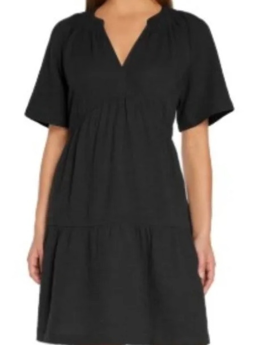 NWT Gauze GAP Black Mini Dress with V-Neck